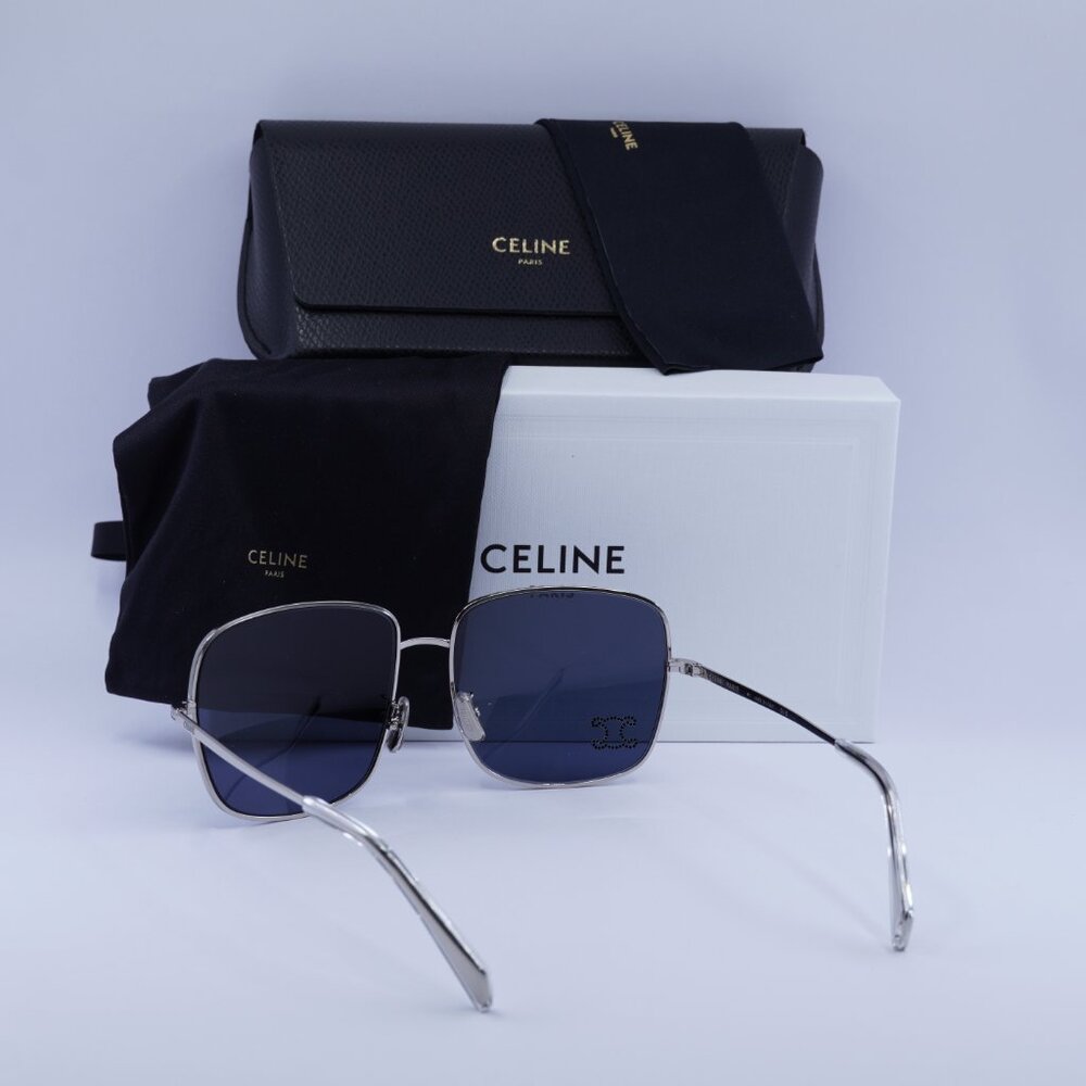 Celine CL40284U 16V Square Sunglasses–Palladium/Blue - Picture 7 of 12